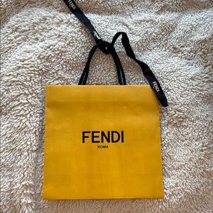 Fendi Yellow Shopping Bag with Black Ribbon Handles